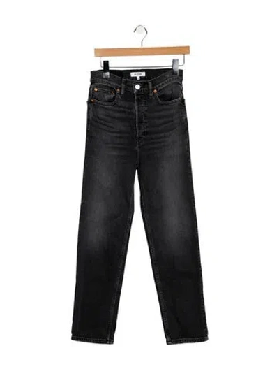 Pre-owned Re/done High-rise Straight Leg Jeans In Black
