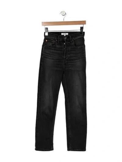 Pre-owned Re/done High-rise Straight Leg Jeans In Black