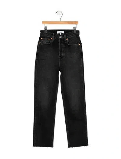 Pre-owned Re/done High-rise Straight Leg Jeans In Black
