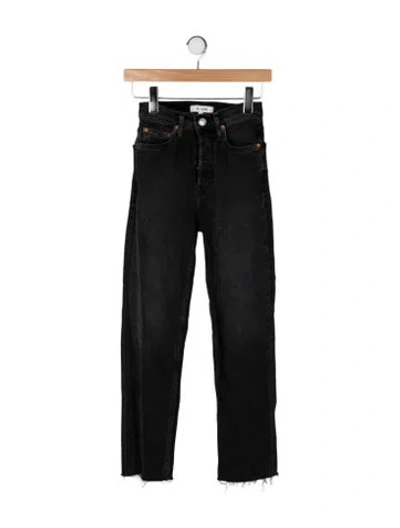Pre-owned Re/done High-rise Straight Leg Jeans In Black