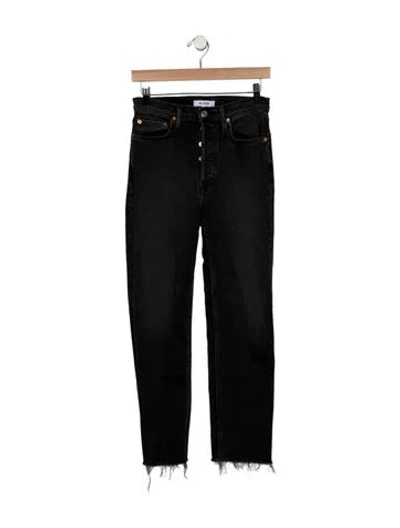 Pre-owned Re/done High-rise Straight Leg Jeans In Black