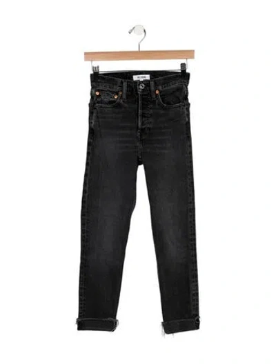 Pre-owned Re/done High-rise Straight Leg Jeans In Black