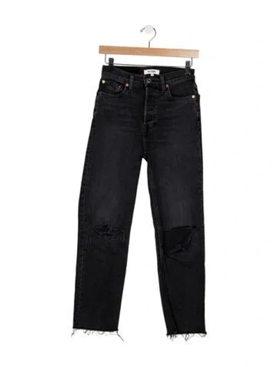 Pre-owned Re/done High-rise Straight Leg Jeans In Black