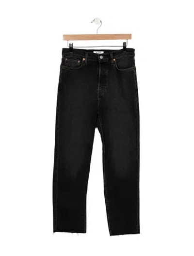 Pre-owned Re/done High-rise Straight Leg Jeans In Black