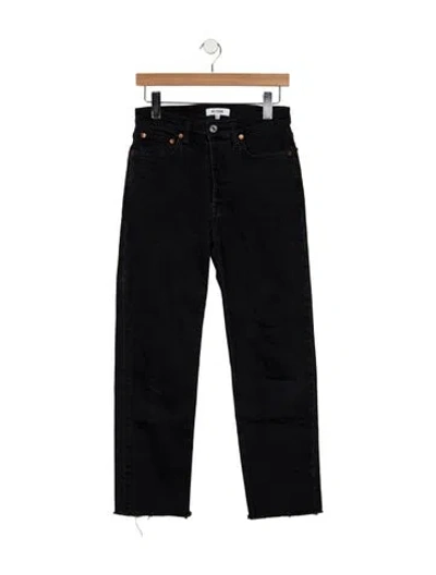 Pre-owned Re/done High-rise Straight Leg Jeans In Black