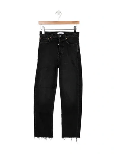 Pre-owned Re/done High-rise Straight Leg Jeans In Black
