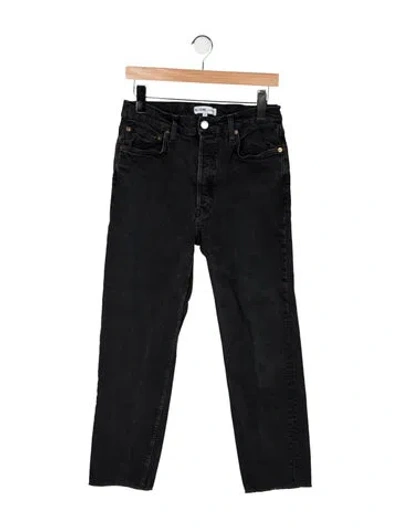 Pre-owned Re/done High-rise Straight Leg Jeans In Black