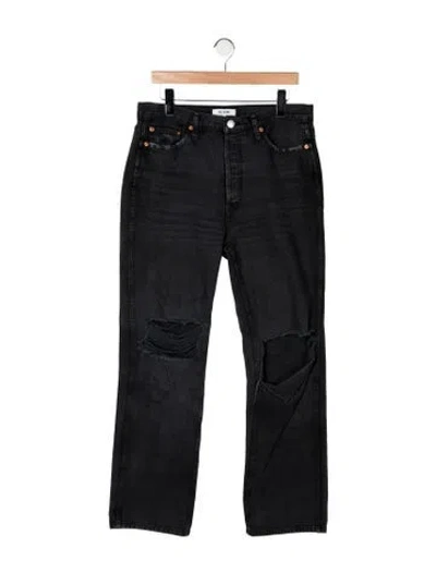 Pre-owned Re/done High-rise Straight Leg Jeans In Black