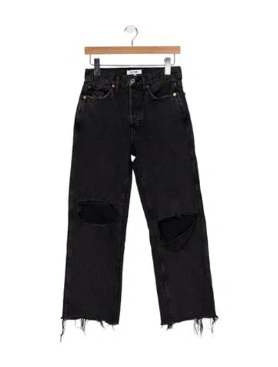 Pre-owned Re/done High-rise Straight Leg Jeans In Black