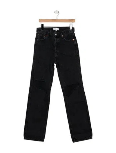 Pre-owned Re/done High-rise Straight Leg Jeans In Black