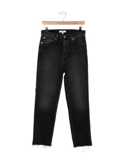 Pre-owned Re/done High-rise Straight Leg Jeans In Black