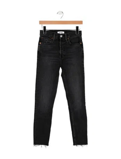 Pre-owned Re/done High-rise Straight Leg Jeans In Black