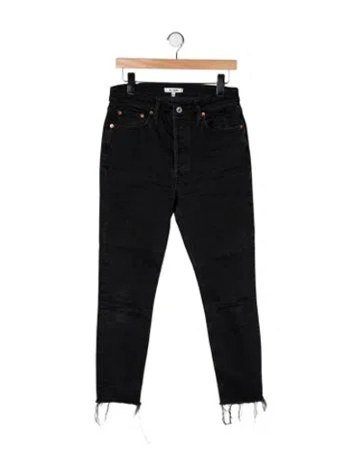 Pre-owned Re/done High-rise Straight Leg Jeans In Black