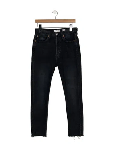 Pre-owned Re/done High-rise Straight Leg Jeans In Black