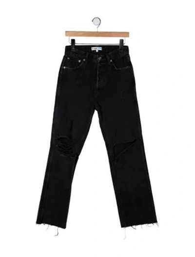 Pre-owned Re/done High-rise Straight Leg Jeans In Black
