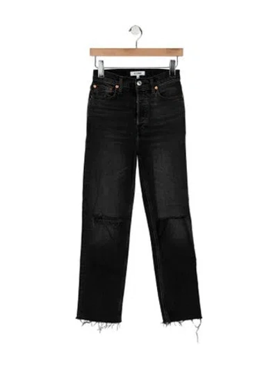 Pre-owned Re/done High-rise Straight Leg Jeans In Black