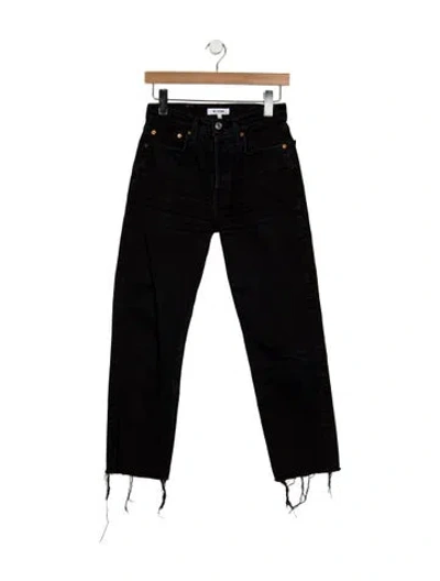 Pre-owned Re/done High-rise Straight Leg Jeans In Black