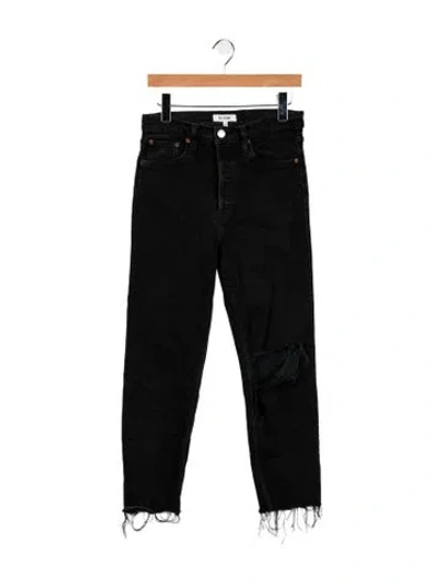 Pre-owned Re/done High-rise Straight Leg Jeans In Black