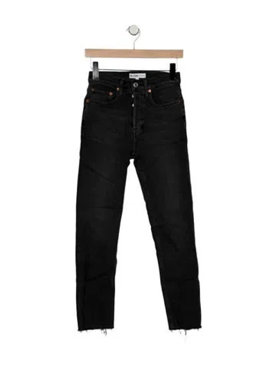 Pre-owned Re/done High-rise Straight Leg Jeans In Black