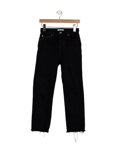 Pre-owned Re/done High-rise Straight Leg Jeans In Black