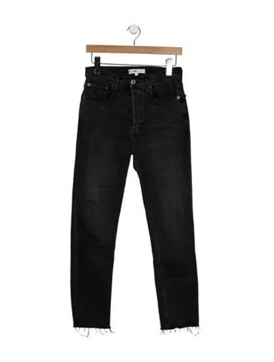 Pre-owned Re/done High-rise Straight Leg Jeans In Black