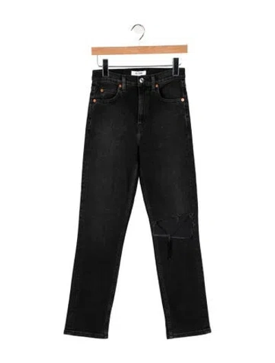 Pre-owned Re/done High-rise Straight Leg Jeans In Black