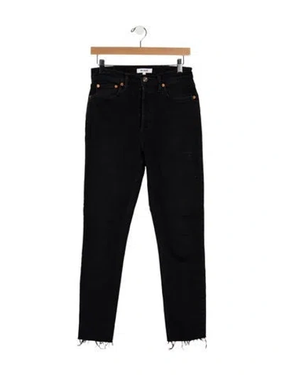 Pre-owned Re/done High-rise Straight Leg Jeans In Black