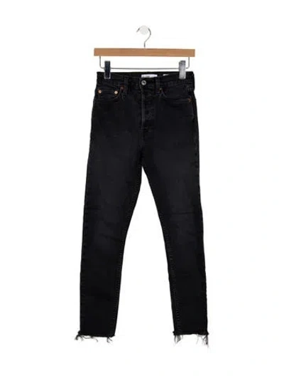 Pre-owned Re/done High-rise Straight Leg Jeans In Black