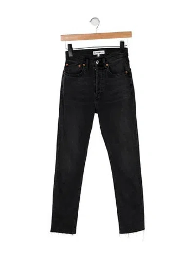 Pre-owned Re/done High-rise Straight Leg Jeans In Black