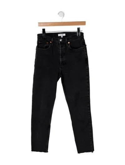 Pre-owned Re/done High-rise Straight Leg Jeans In Black