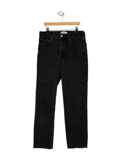 Pre-owned Re/done High-rise Straight Leg Jeans In Black