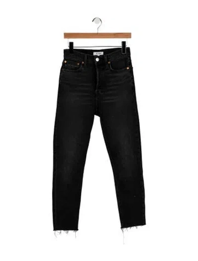 Pre-owned Re/done High-rise Straight Leg Jeans In Black