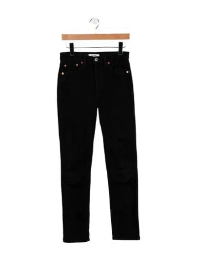 Pre-owned Re/done High-rise Straight Leg Jeans In Black