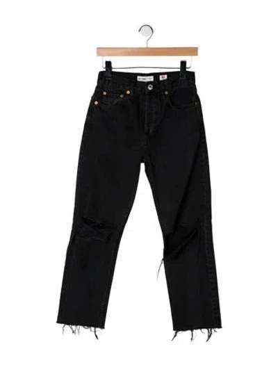 Pre-owned Re/done High-rise Straight Leg Jeans In Black