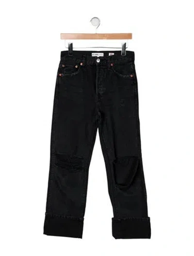 Pre-owned Re/done High-rise Straight Leg Jeans In Black