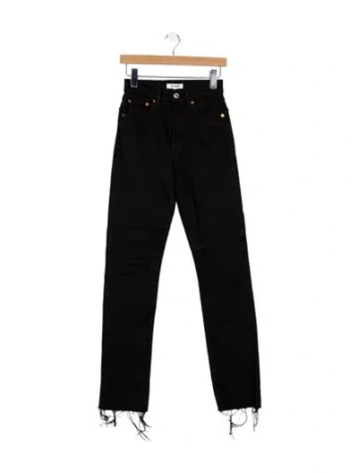 Pre-owned Re/done High-rise Straight Leg Jeans In Black