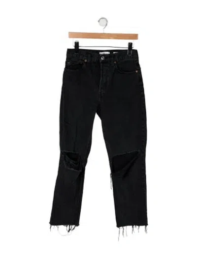Pre-owned Re/done High-rise Straight Leg Jeans In Black