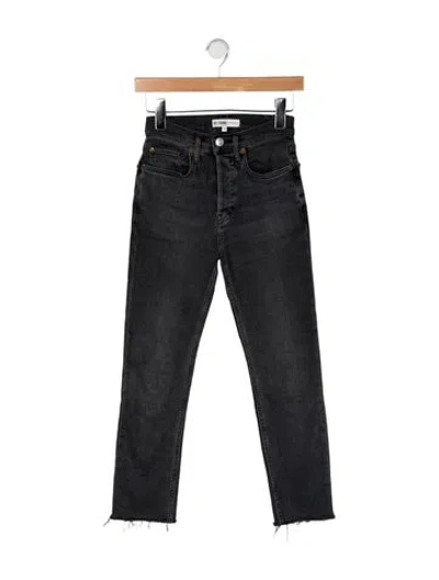 Pre-owned Re/done High-rise Straight Leg Jeans In Black