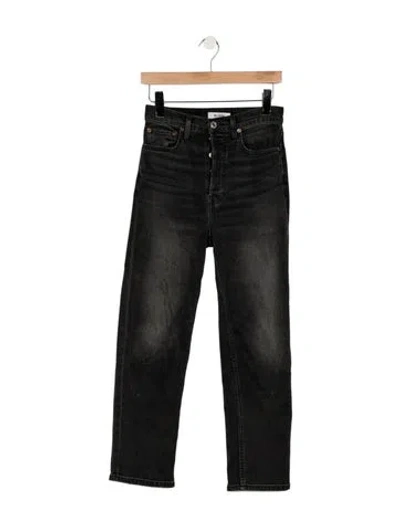 Pre-owned Re/done High-rise Straight Leg Jeans In Black