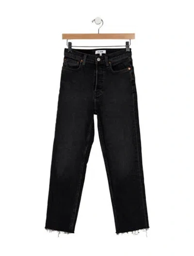 Pre-owned Re/done High-rise Straight Leg Jeans In Black