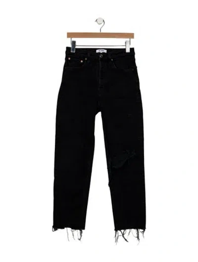 Pre-owned Re/done High-rise Straight Leg Jeans In Black