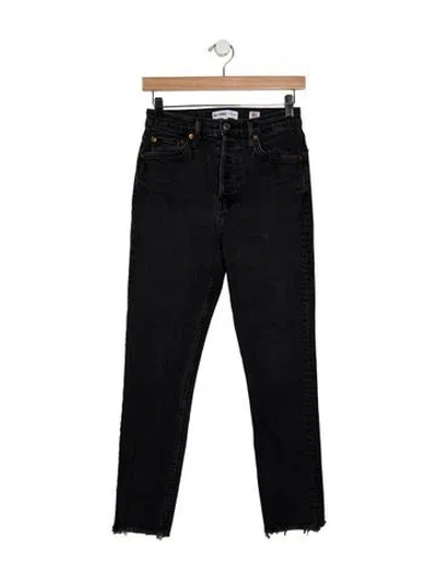 Pre-owned Re/done High-rise Straight Leg Jeans In Black