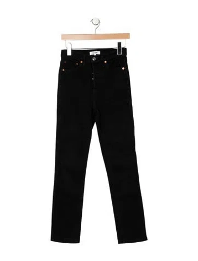 Pre-owned Re/done High-rise Straight Leg Jeans In Black