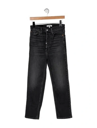 Pre-owned Re/done High-rise Straight Leg Jeans In Black/grey