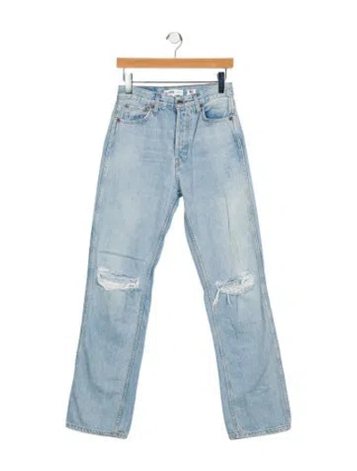 Pre-owned Re/done High-rise Straight Leg Jeans In Blue