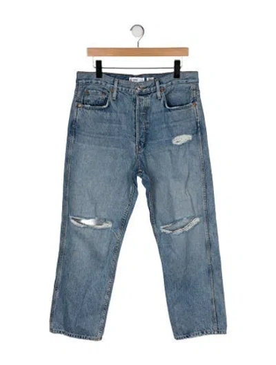 Pre-owned Re/done High-rise Straight Leg Jeans In Blue