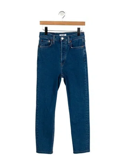 Pre-owned Re/done High-rise Straight Leg Jeans In Blue