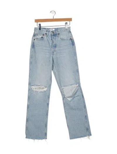 Pre-owned Re/done High-rise Straight Leg Jeans In Blue