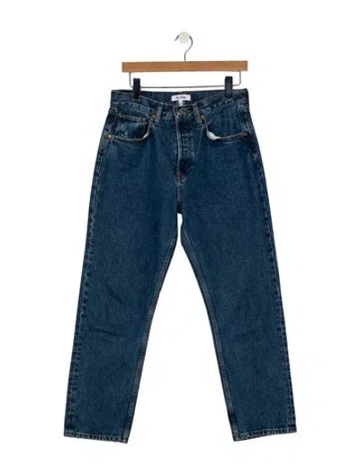 Pre-owned Re/done High-rise Straight Leg Jeans In Blue
