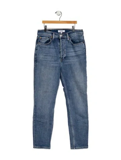 Pre-owned Re/done High-rise Straight Leg Jeans In Blue